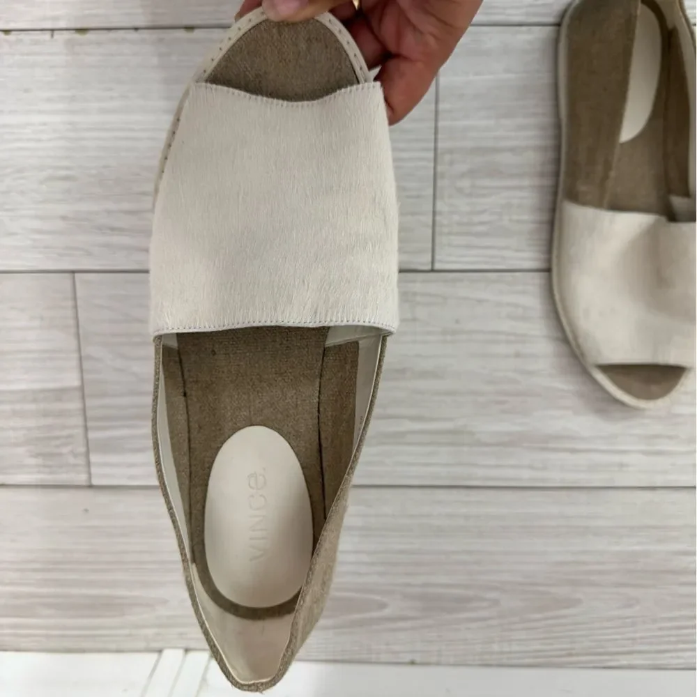 Vince Women's Italian calfskin Cream/white espadril Slip-On Shoes size 9.5